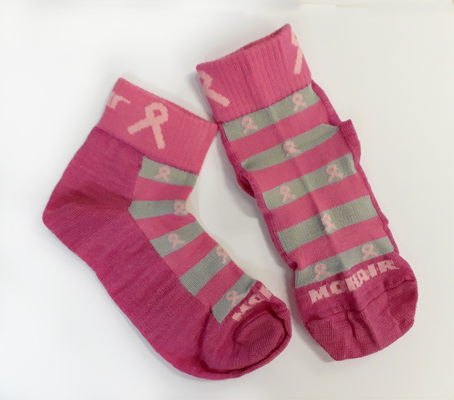 Socks Pink With Grey Stripes Size 8 To 11 | PinkDrive